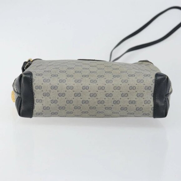 GUCCI Micro GG Canvas Bag PVC Leather Navy Gold - Picture 9 of 16